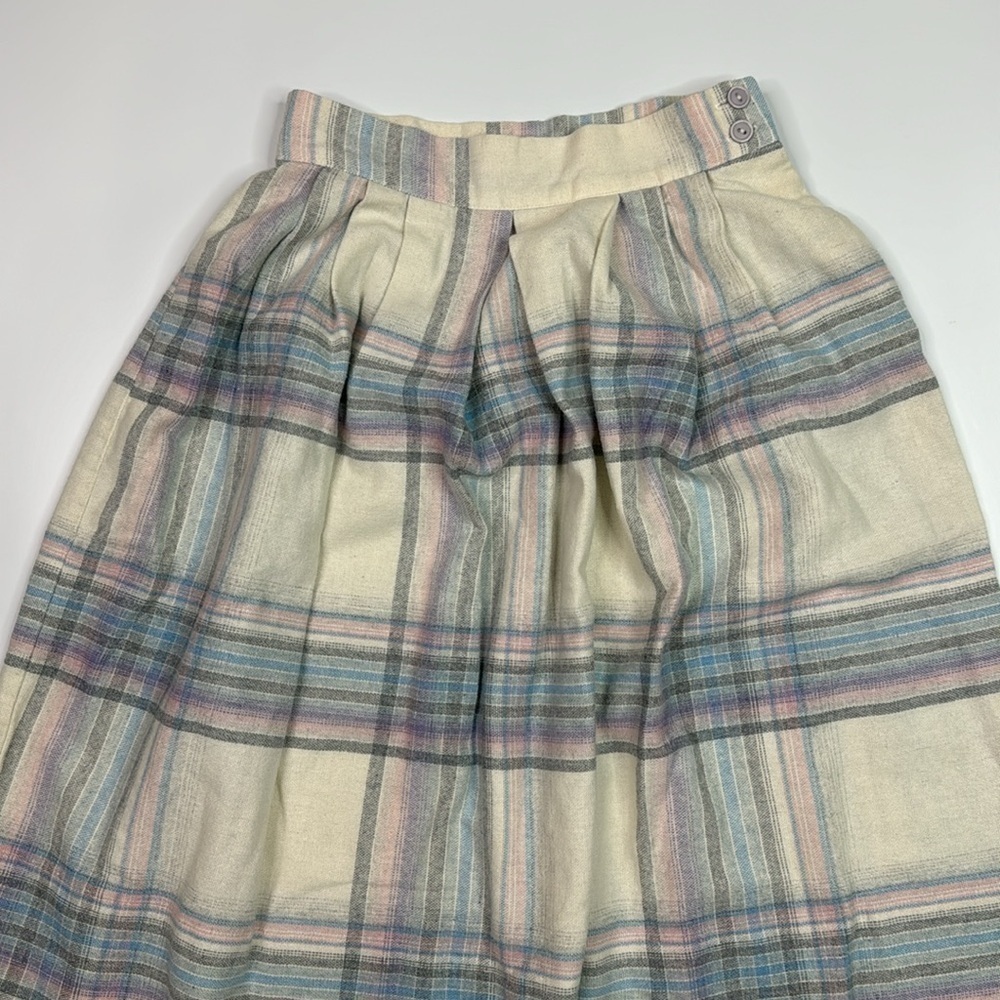Vintage Marilyn Togs Wool A-line Blue Plaid Skirt Size 11 Waist 26" - Picture 2 of 10